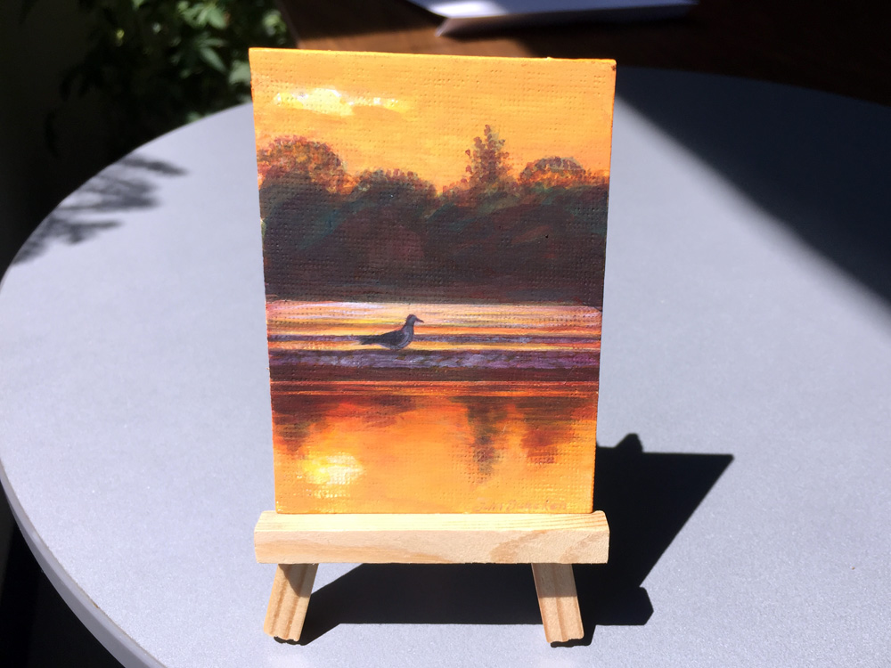 ACEO SUNSET GULL EASEL